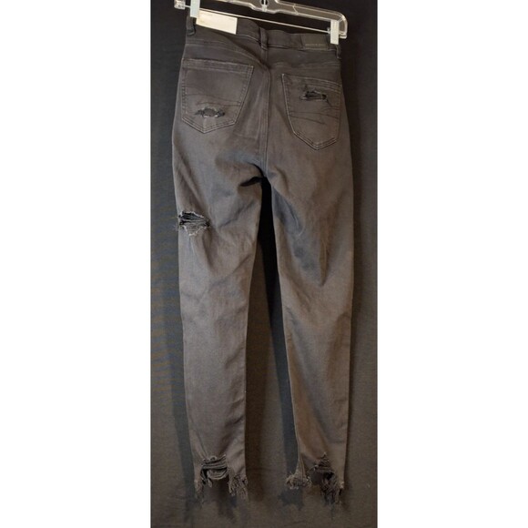 American Eagle Strigid Onyx Black Distressed Ripped Mom Jeans Size 000 23W - Picture 2 of 16